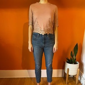 Topshop blush lace shirt